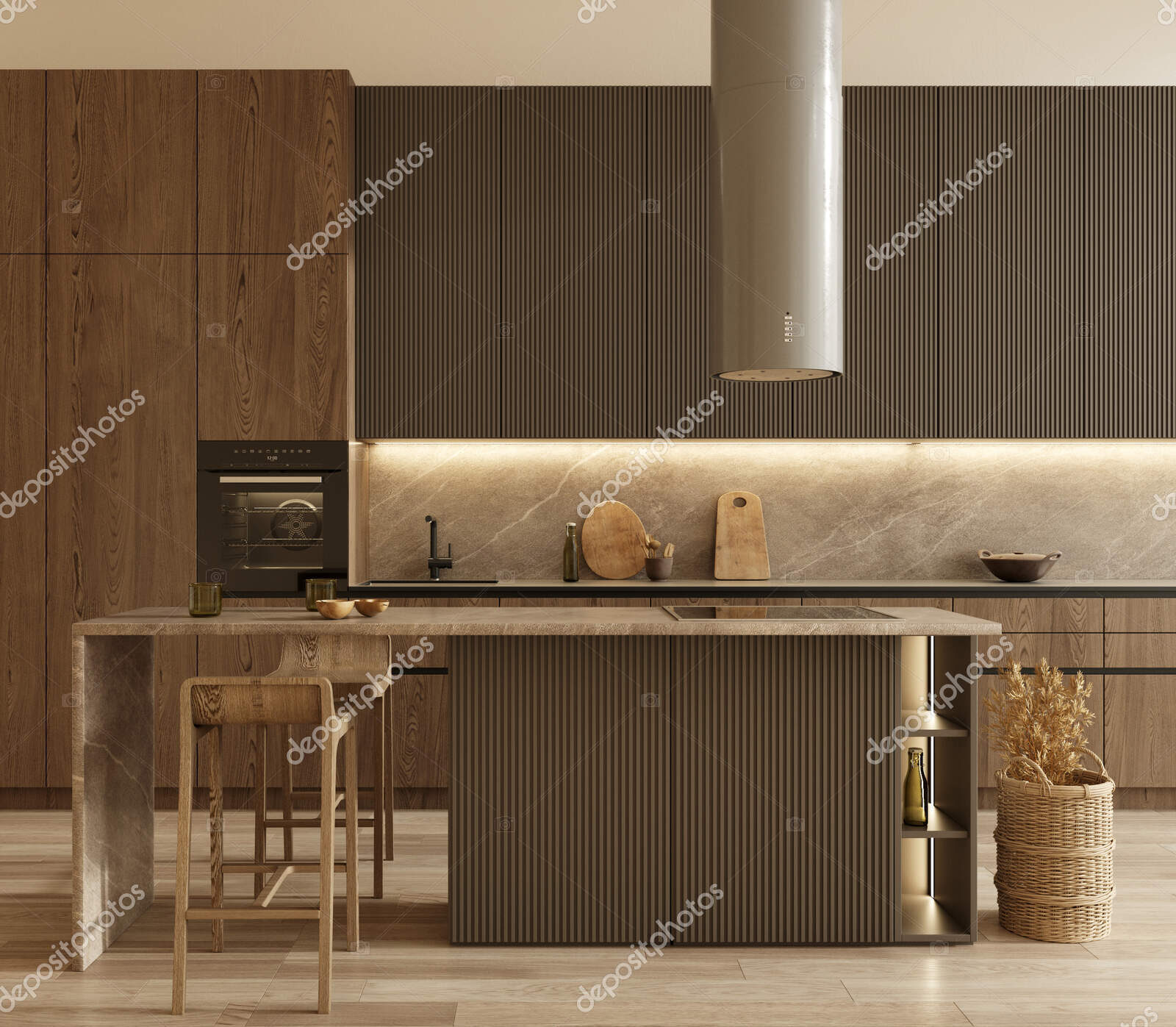 depositphotos 664289598 stock photo minimal modern dark wooden kitchen e1764100638947